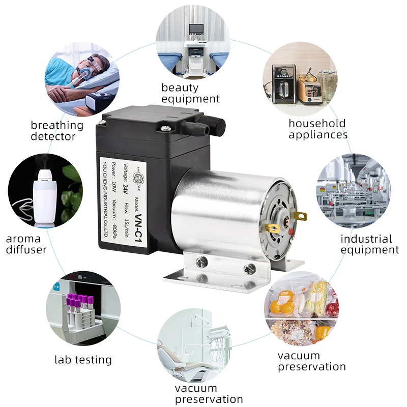 24V 10W 15L/min -80KPa Customizable Mini Industrial Electric Air vacuum Diaphragm Pump For Medical Equipment