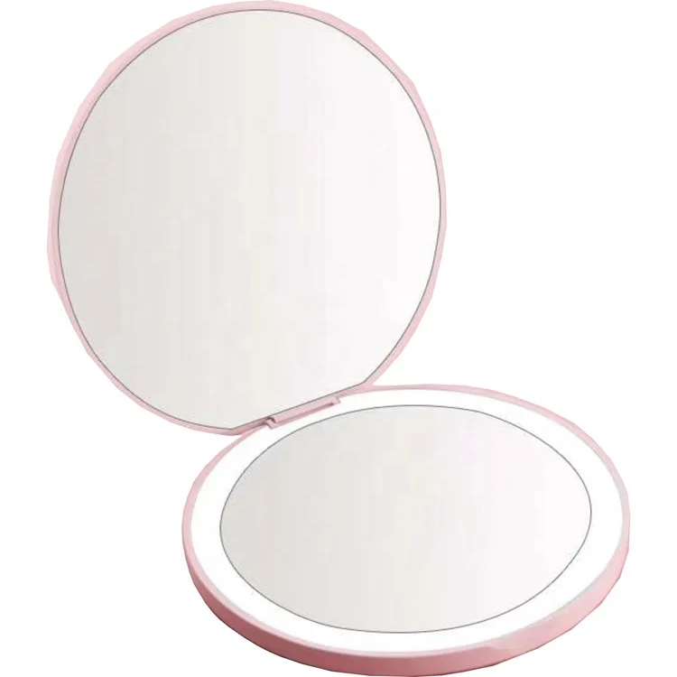 Складное увеличительное карманное компактное ручное косметическое зеркало, USB перезаряжаемое мини зеркало для макияжа со светодиодной подсветкой