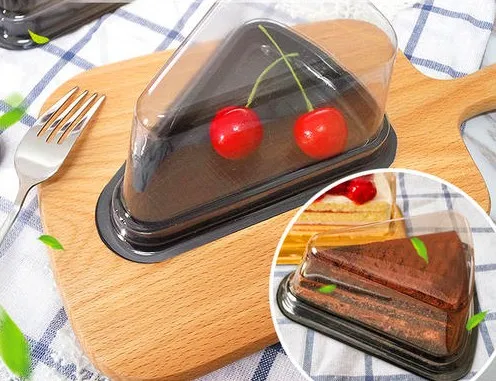 Прозрачный пластиковый шарнирный кусок торта чизкейк контейнер треугольная коробка для пластиковые коробки