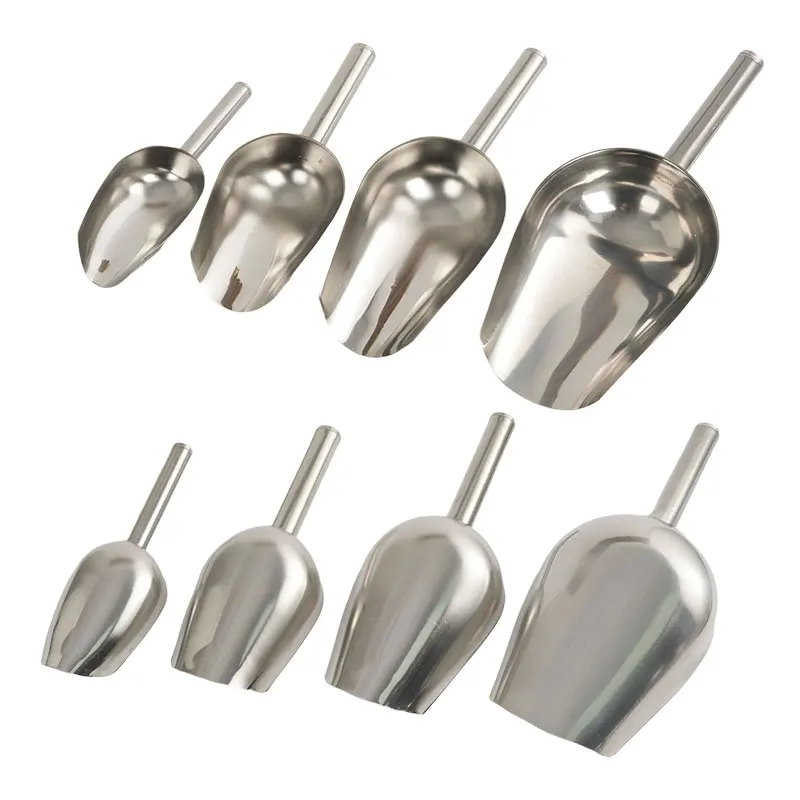 High Quality Stainless Steel Silver Ice Flour Shovel Bar Ice Flour Utility Scoop Metal Popcorn Food Ice Scoop
