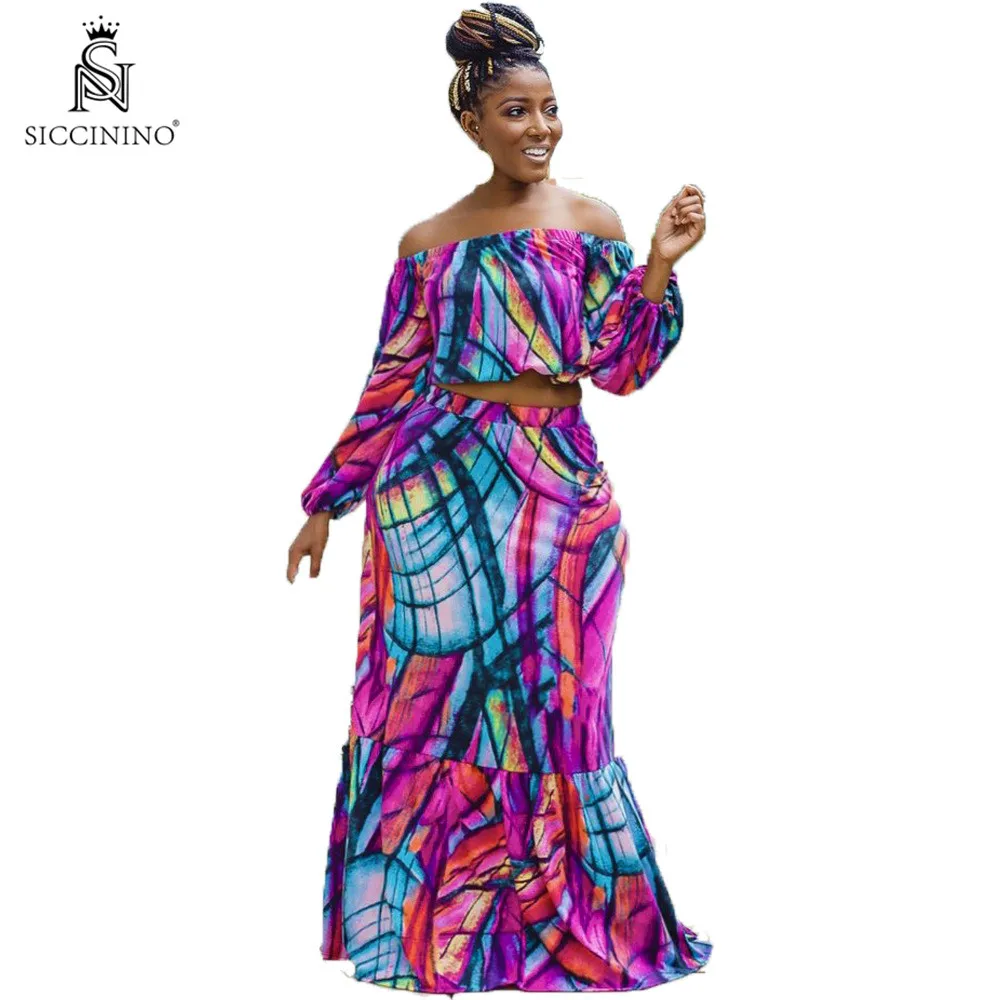 
2020 tropical print suit women plus size maxi dresses women long 