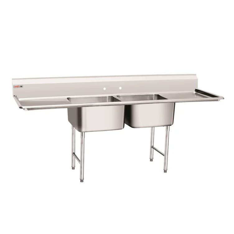 NSF American Style Stainless Steel Restaurant 3 Compartment Sink Table with Drainboard Commercial Food Prep Sink Table