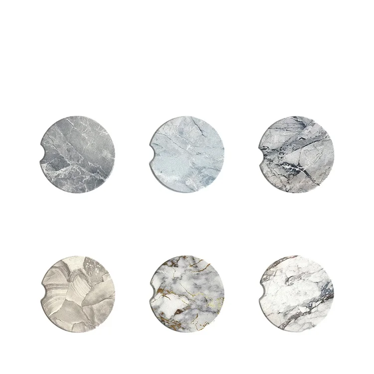 360 крафт белый мраморный узор пустой керамический Плиточный камень для напитков автомобильные подставки