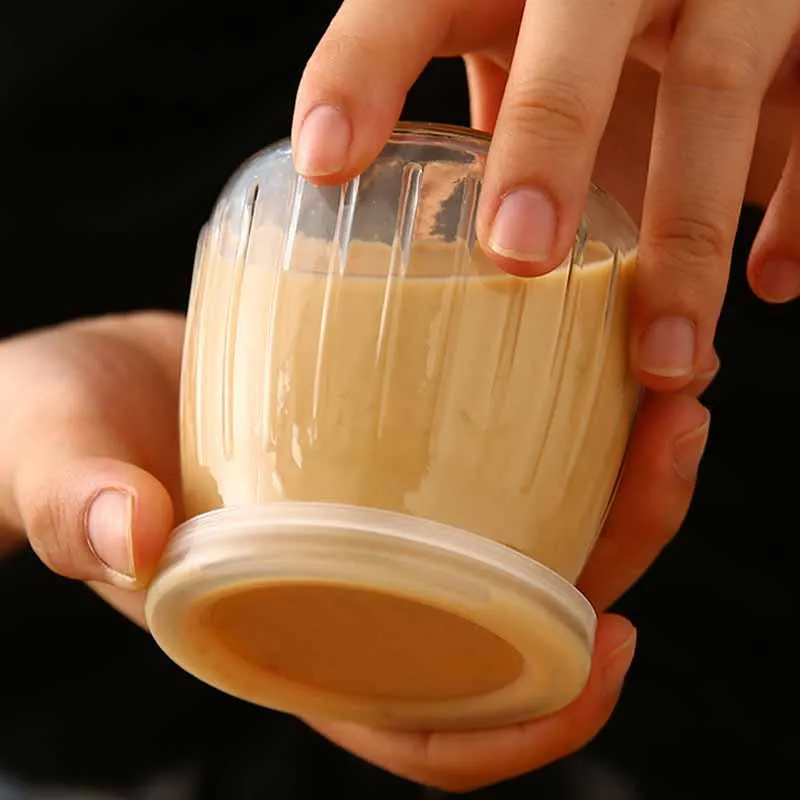 Wide Mouth Pudding Storage Jam Jar Small Glass Milk Yogurt Juice Bottle with Cork Lid Plastic