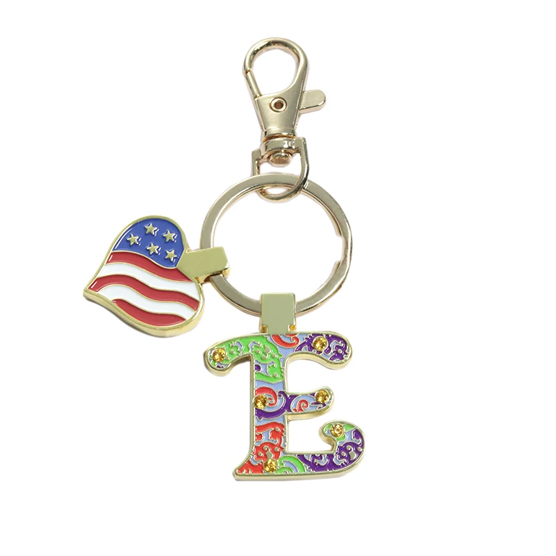 Custom Logo 3d A-z Alphabet Letter Keychains Colorful Personalized Metal Keyring Initial Key Holder Letter Custom Zinc Alloy