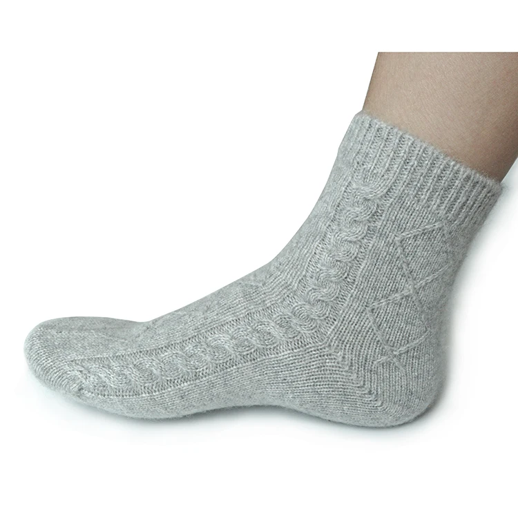 Inner Mongolia Custom 100% Cashmere Socks Women Cable Knitted Socks Cashmere Winter Warm Soft Cashmere Socks