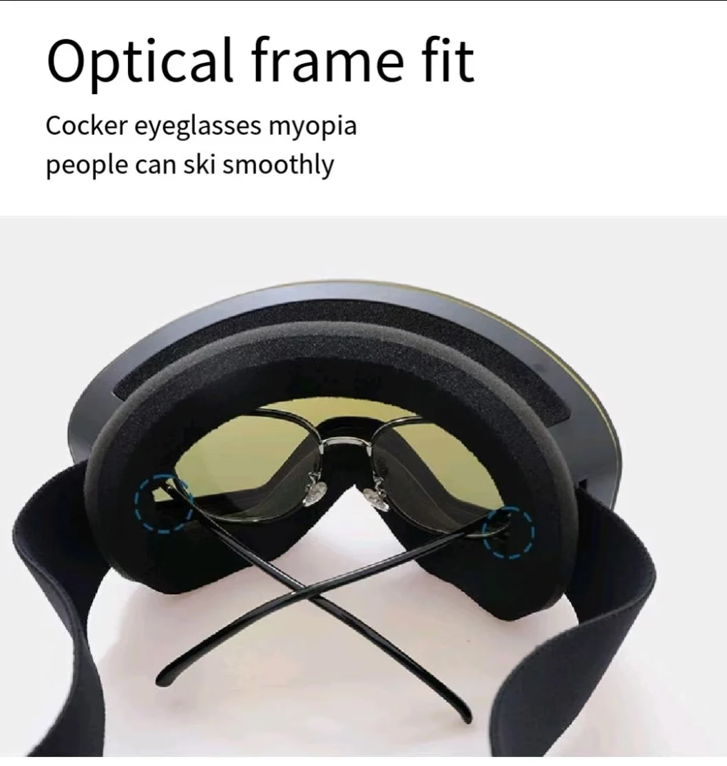 Optical Anti Fog Ski Goggles with Magnetic Spectacles for Snow Sports OTG Skiing Goggles UV Protection Snowboard Goggles