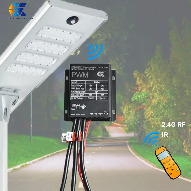 15A PWM контроллер солнечного заряда для уличного освещения IP67 3 2 V Батарея Солнечный уличный свет