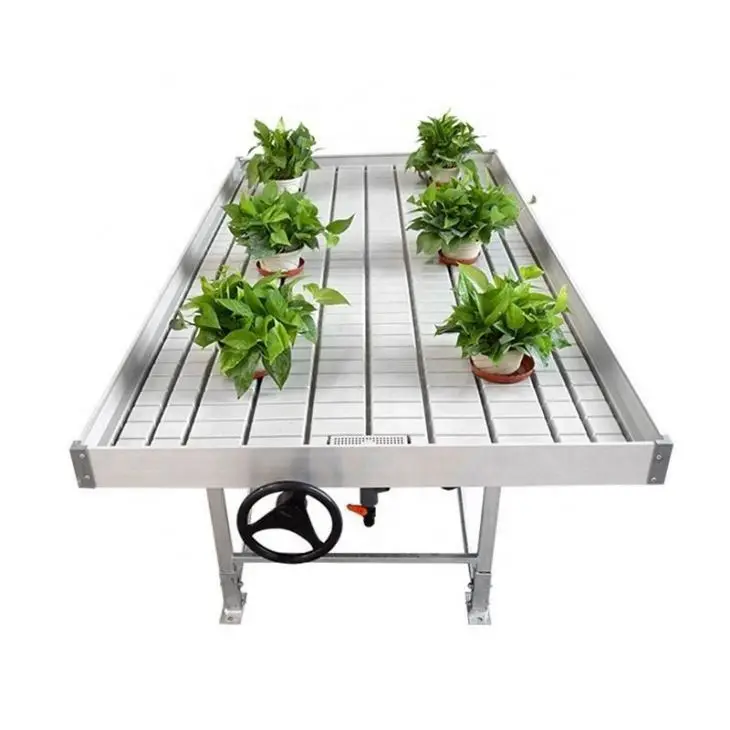 
Hydroponic 4x8 flood tray plastic rolling table for agricultural greenhouse 