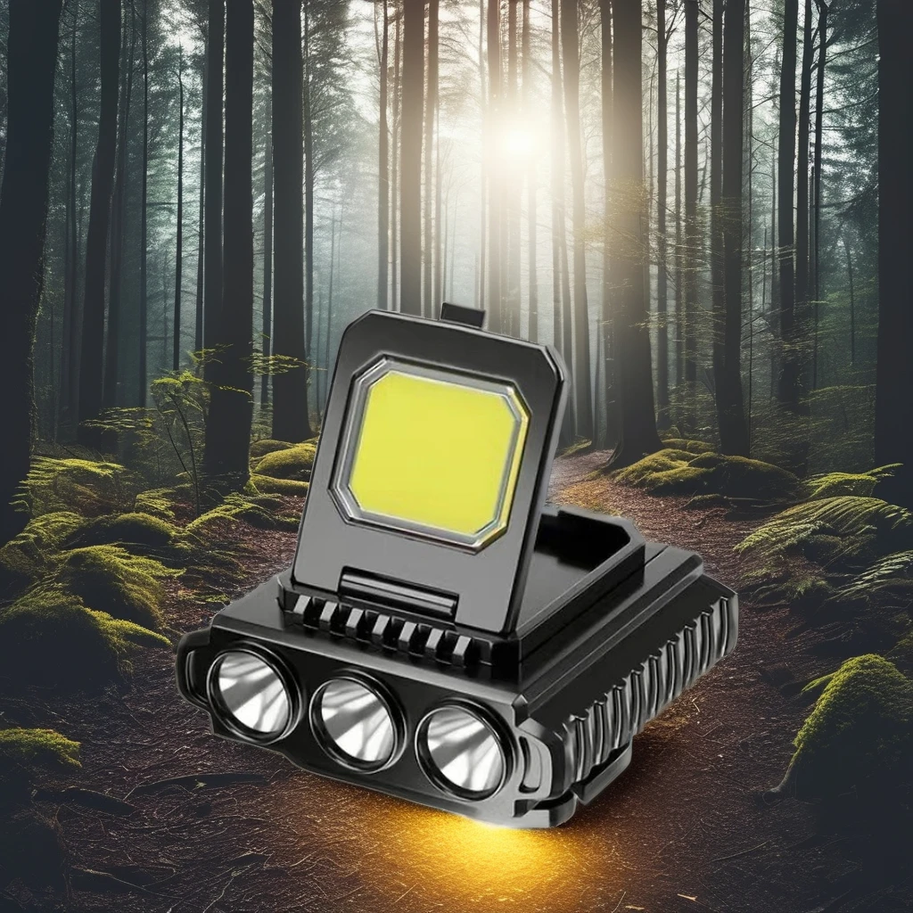Type-C Fast Charging LED Fishing Headwear Outdoor Multifunctional Waving Sensor USB Rechargeable  IP65 Lithium Ion COB Headlight