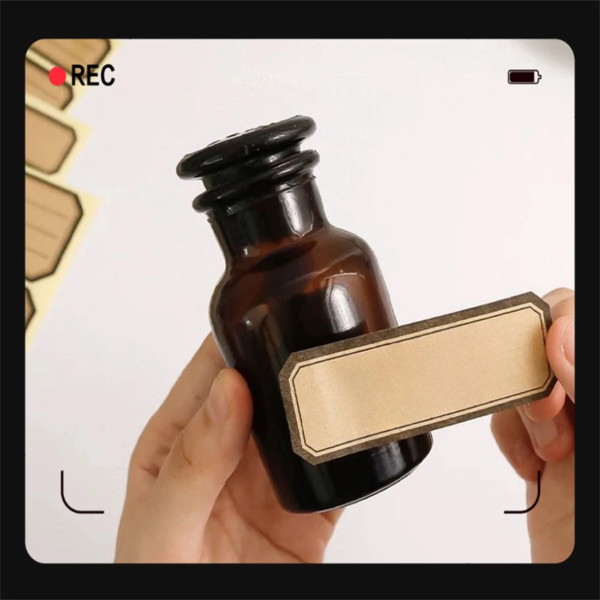 Custom Self-Adhesive Name Mark for Medicine Bottles Handwritten Vintage Kraft Paper Label for Perfume Use
