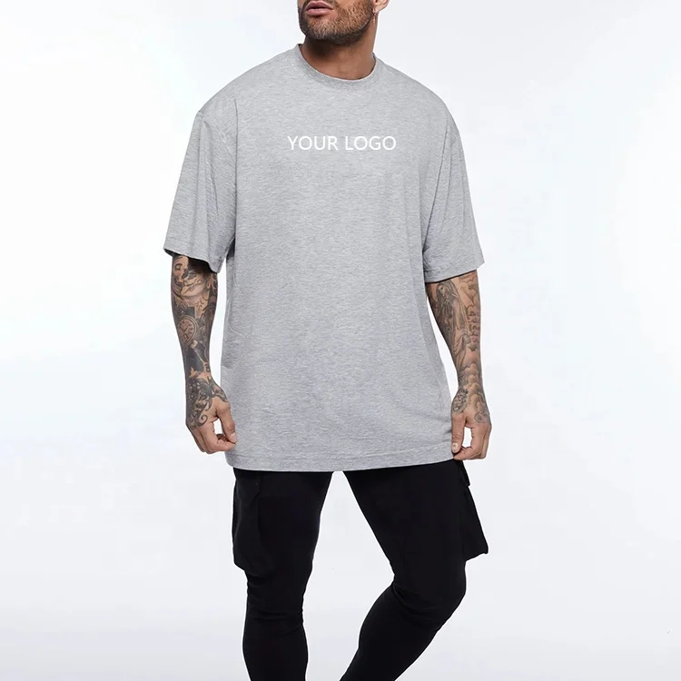 Custom High Quality 95 Cotton 5 Elastane Athletic Plus Size Print T-Shirts Men Vintage Drop Shoulder Mens Oversized Gym T Shirt