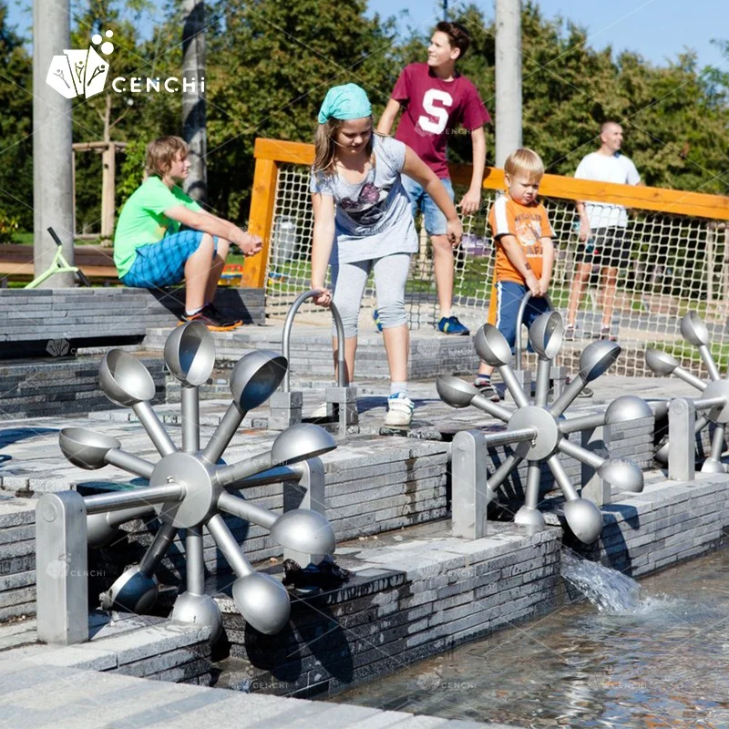Cenchi outdoor amusement little whale aqua play splash pad park spray fountain water playground archimedes water screw