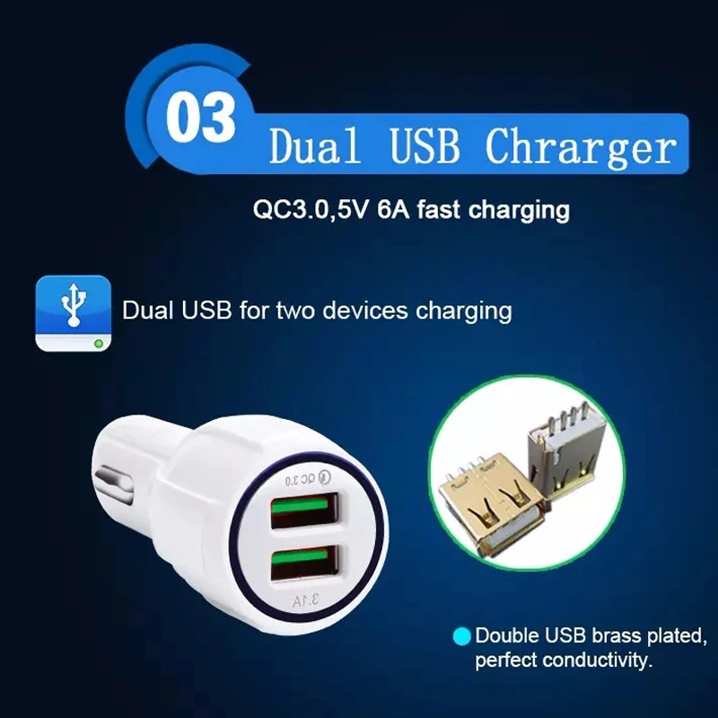  Лидер продаж автомобильное зарядное устройство с двойным USB портом и светодиодной