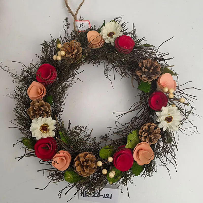 Top Quality Diy Home Decoration Wreath Christmas Wreath Rattan Wood Flower Garland For Decoration
