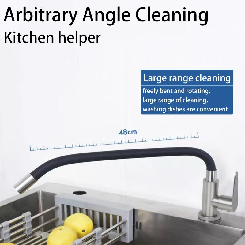 Kitchen Silicone Tube 304 Stainless Steel Faucet Lead-Free Spring Kitchen Faucet