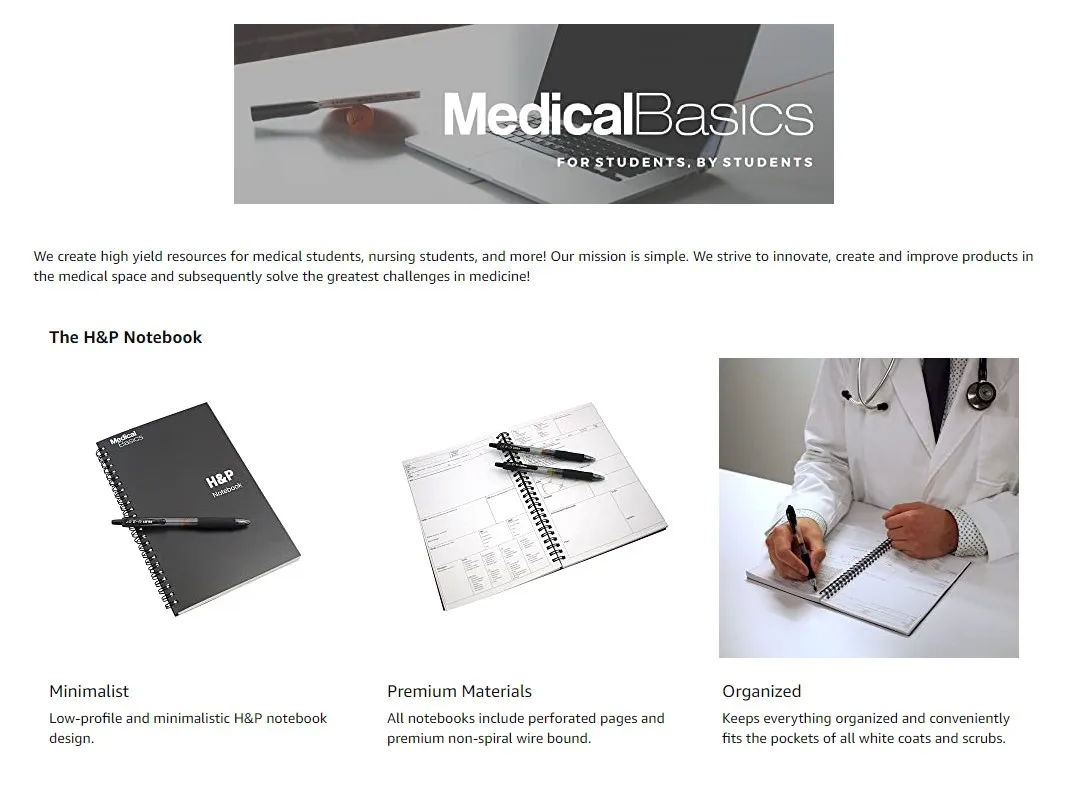 100 Medical templates Notebook Medical History and Physical Notebook  with Perforations