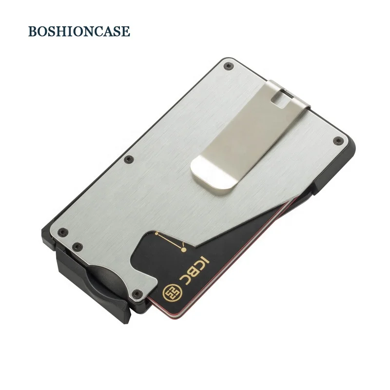 Minimalist Metal card holder wallet RFID carbon fiber wallet aluminum money clip Automatic Pop up RFID credit Card Holders