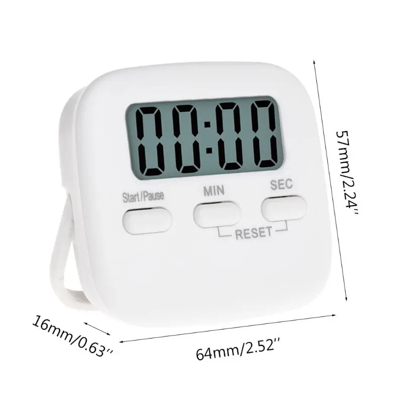 Kitchen Timer Glass Decanters for Desk Timer Stopwatch Countdown Digital Clock Student Timers Number Office White Alarm Clock