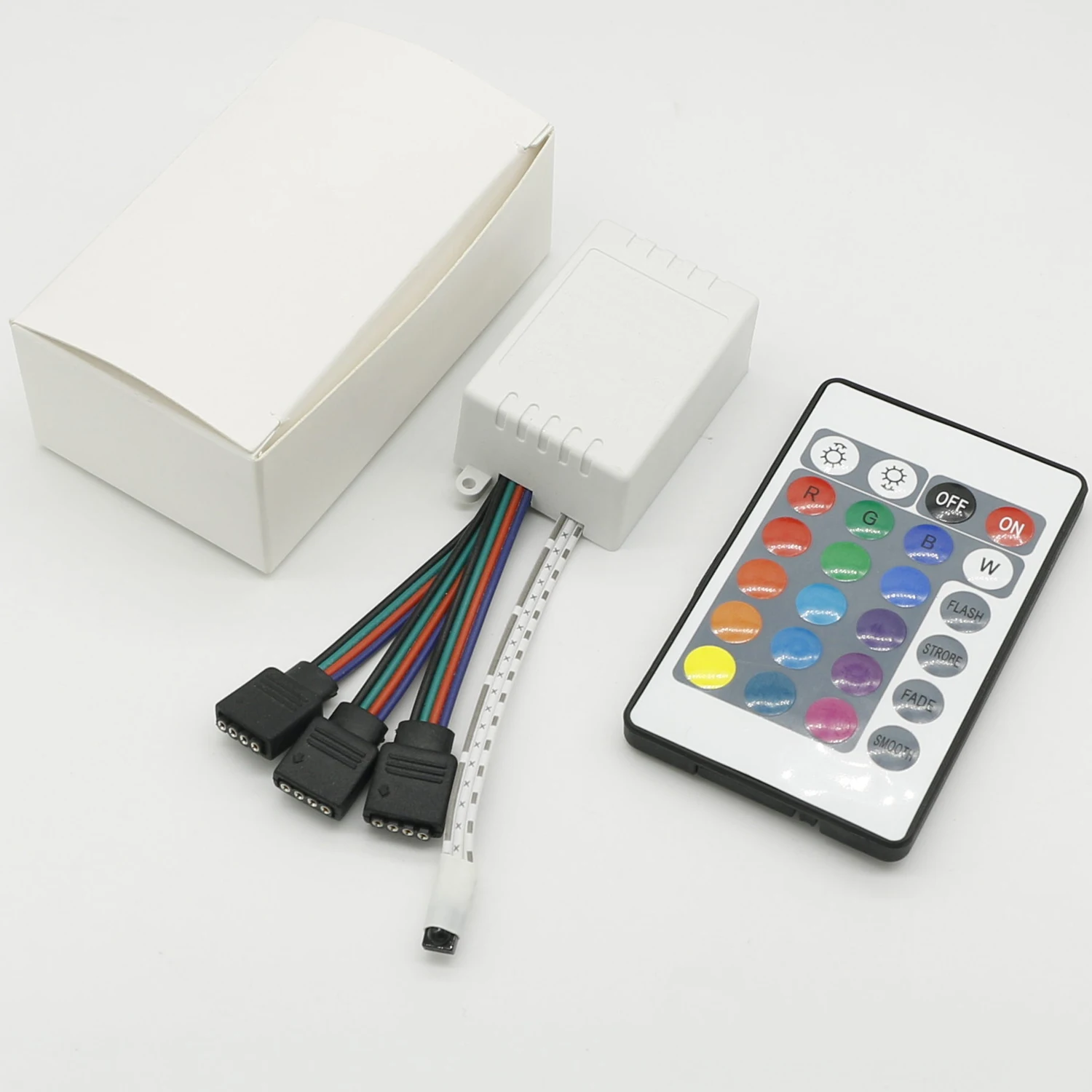 3 выхода RF RGB светодиодный контроллер Диммер DC 5V-24V 6A 24 клавиши беспроводной пульт дистанционного управления для изменения Светодиодные полосы света