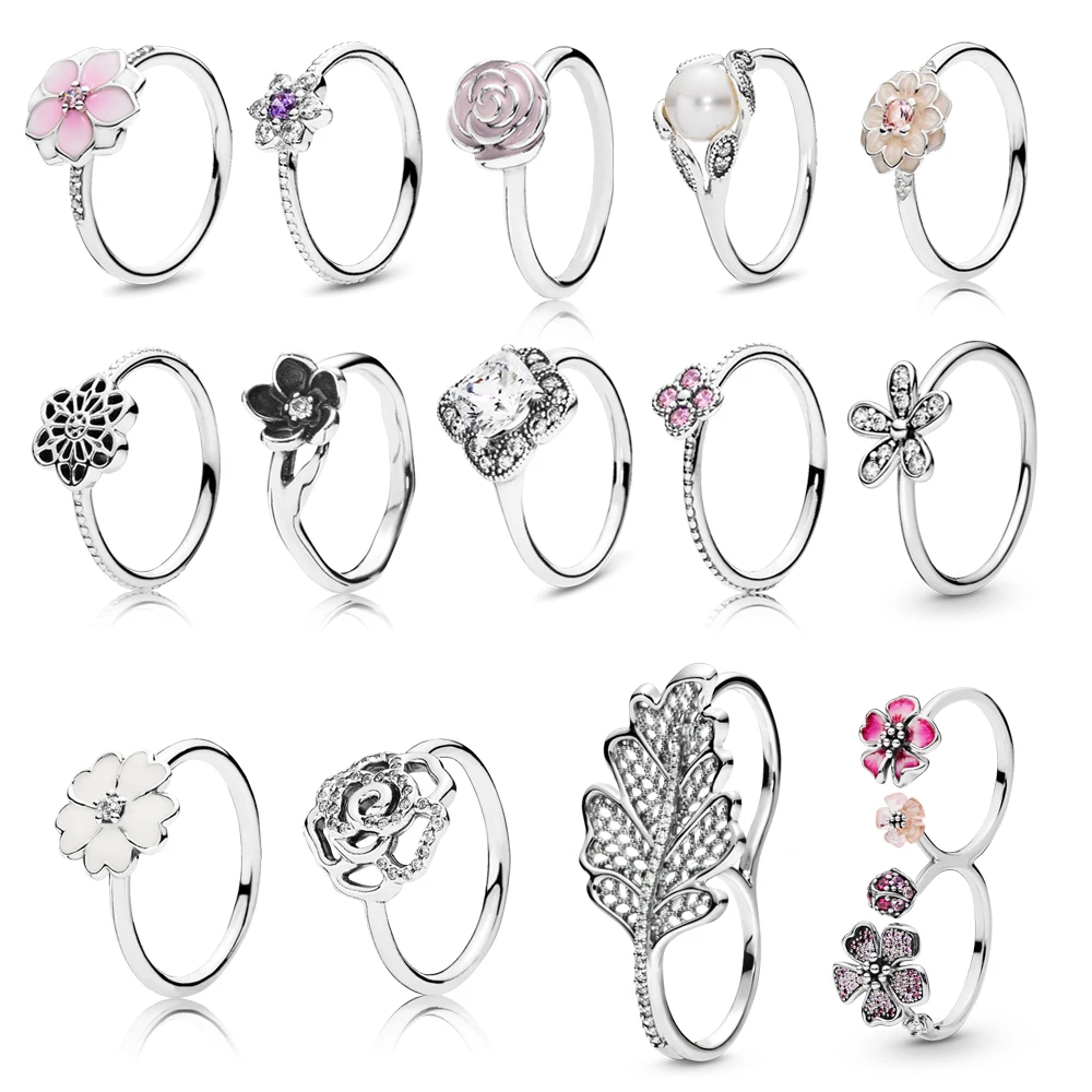 Original Linked Love Heart Daisy Radiant Teardrop Glacial Beauty Ring With Crystal Ring 925 Sterling Silver Ring Europe Jewelry
