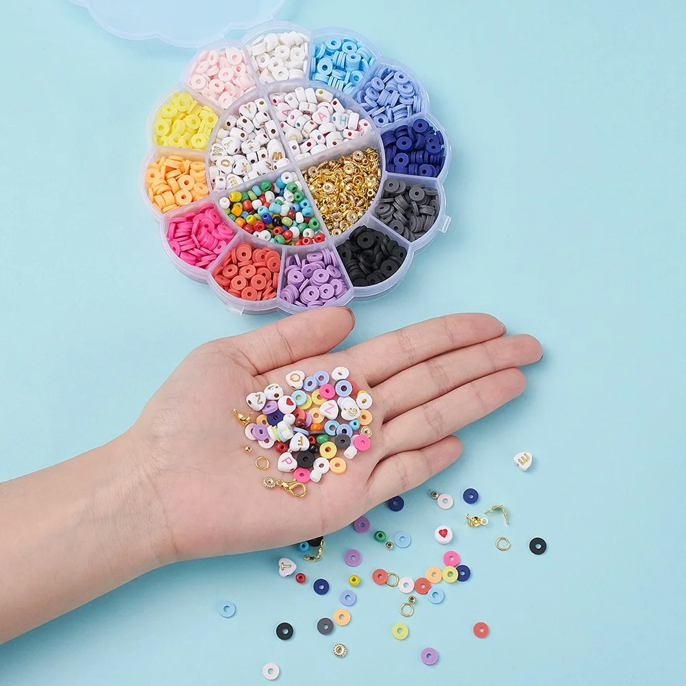 New Creative Acrylic Handmade Polymer Clay Beads 12 colors Fashion Made DIY Jewelry Accessories Soft Clay Bracelets Set for girl