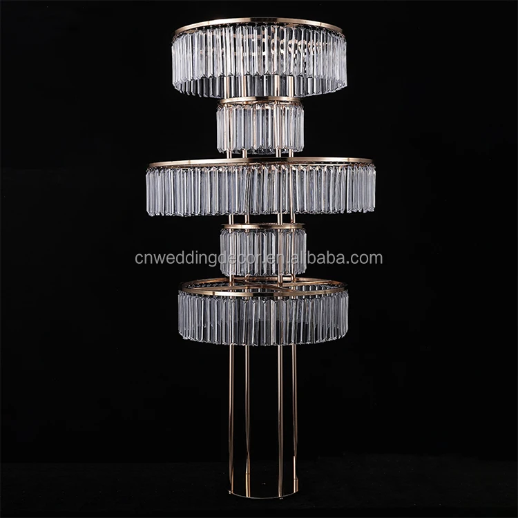 Smooth E-115 durable Wedding crystal Bead Table Flowers stand Geometric Flower Stand Column Vase