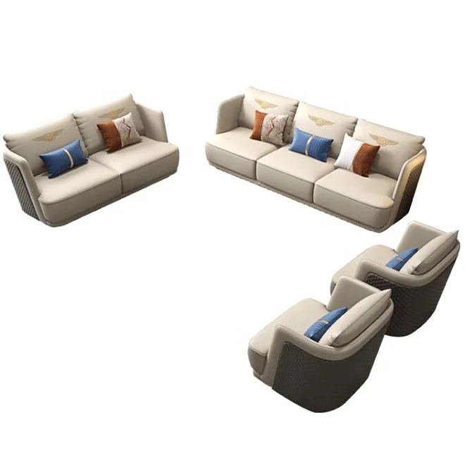 Hot Product Italy Design Furniture Living Room Modern Luxury Genuine Leather Sofa Set