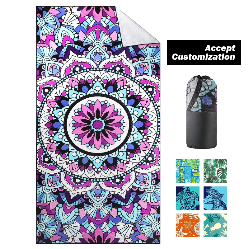 Легкий Рециркулированный Большой Принт из микрофибры замша оптом без песка на заказ пляжное