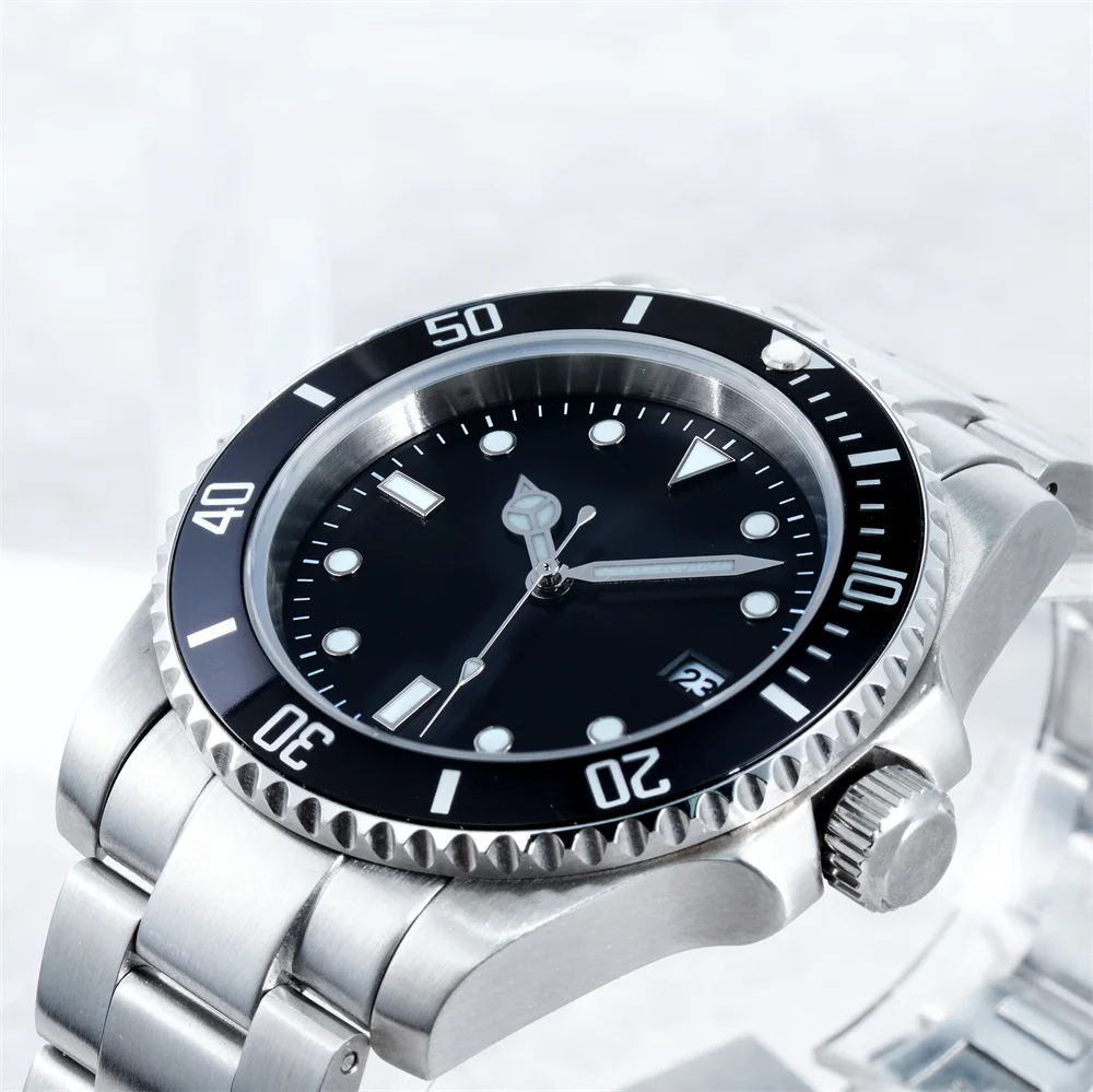 Stainless Steel Luxury Waterproof Luminous Black Dial Custom Watch 10atm Dive Watch Automatic Mechanical Mens Watches