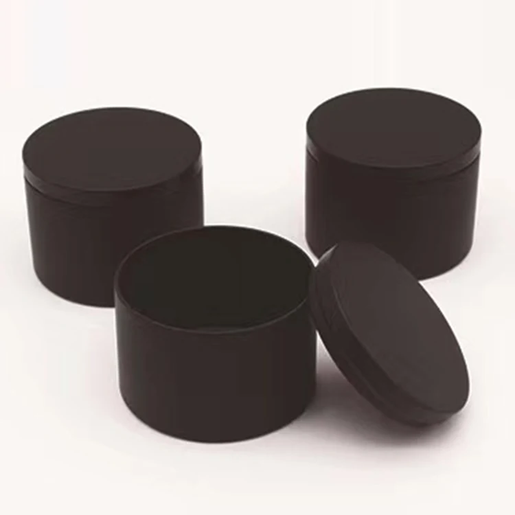 Popular Seamless Straight Body Full Matte Black Metal Jars Colour 8oz Candle Tin Can