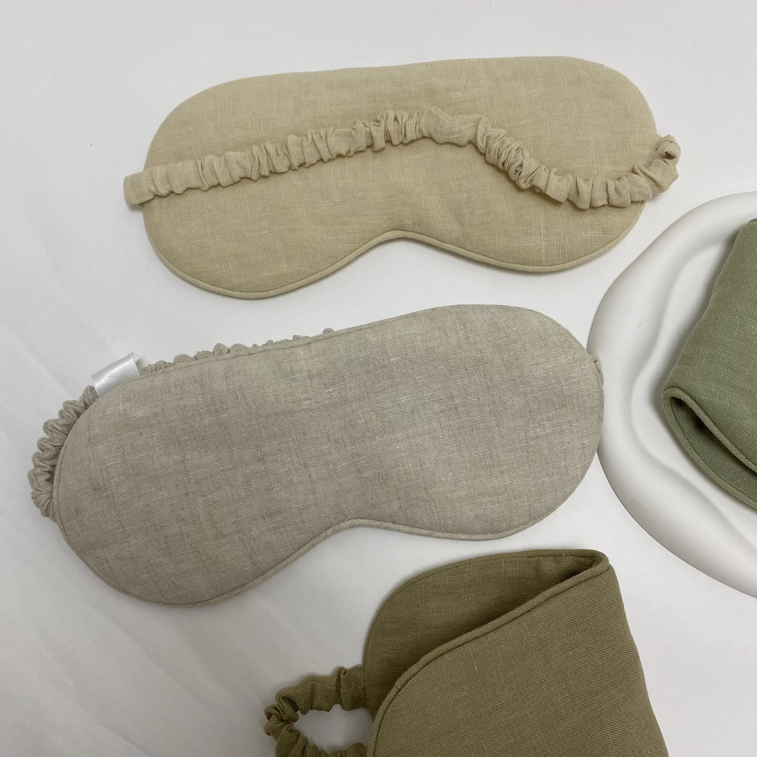 custom printed designer luxury natural cotton linen eye mask with logo