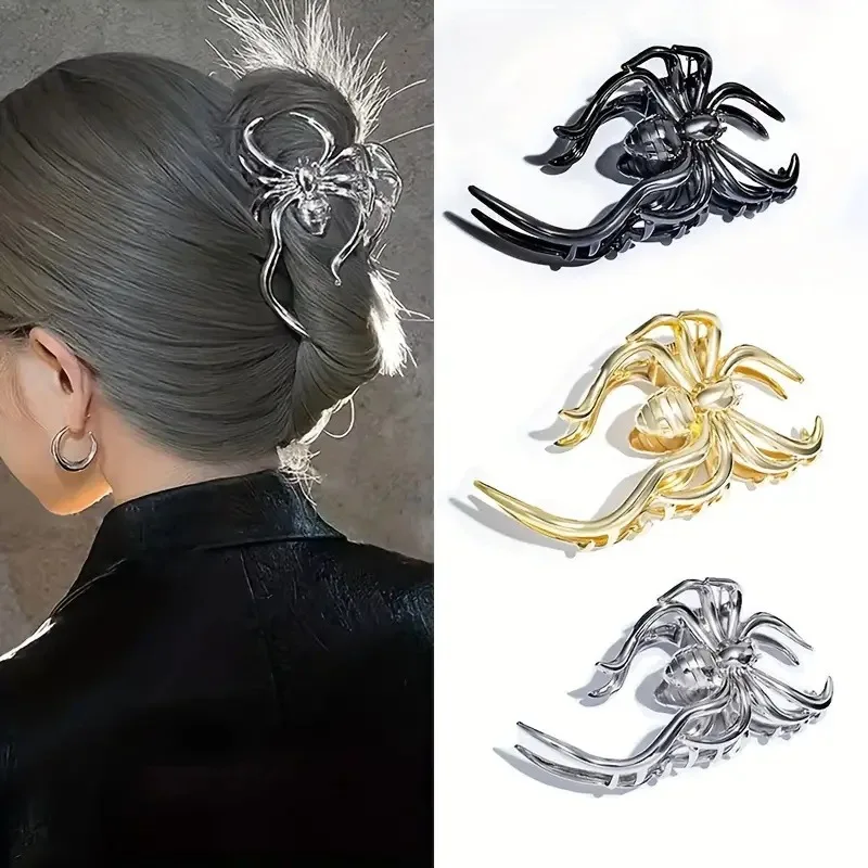 New Design Halloween Metal Spider Hair Claws Clips Cobweb Shape Personality Women Hair Clip Accessories Headdress