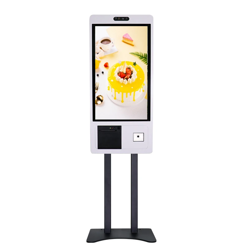 coffee shop lcd with bar code reader advertising player automatic self service payment kiosk