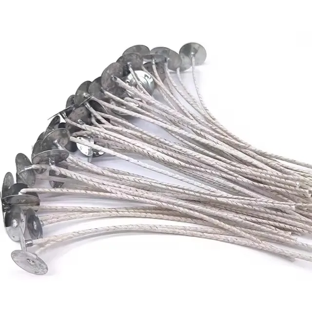 W40Z  Hot selling 40 strands multi length soy wax candle cotton & paper interwoven core with metal base for DIY candle making