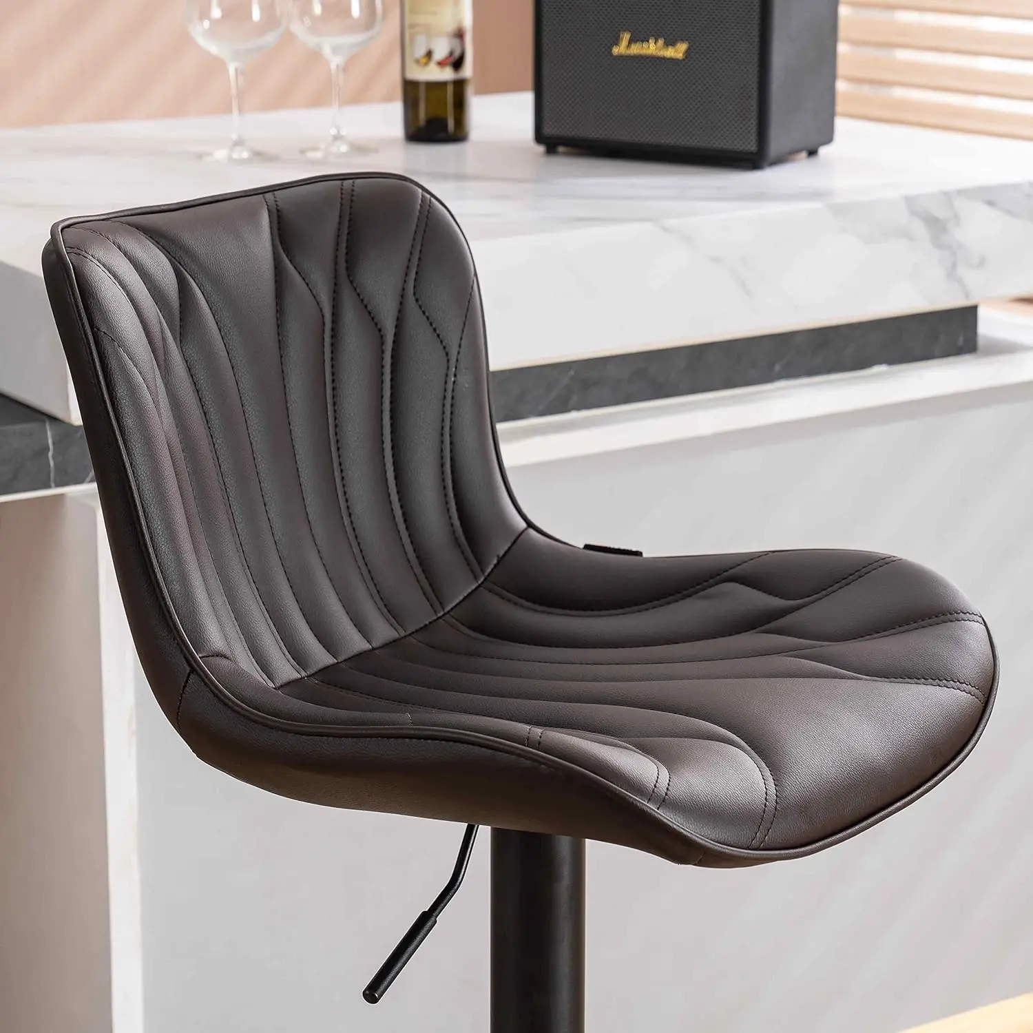 Easy to assemble Black Counter Height Bar Chair 24 Inch Metal Bar Stools Adjustable Swivel Counter Stool With Back For Kitchen