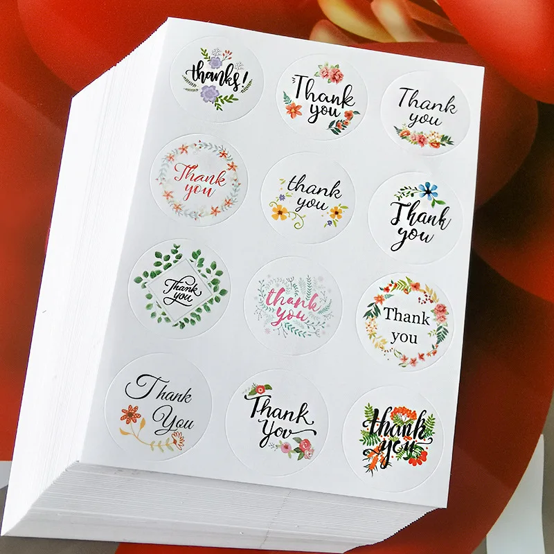 THANK YOU Round Sealing Sticker Plant Animal Letter Sealing Stickers