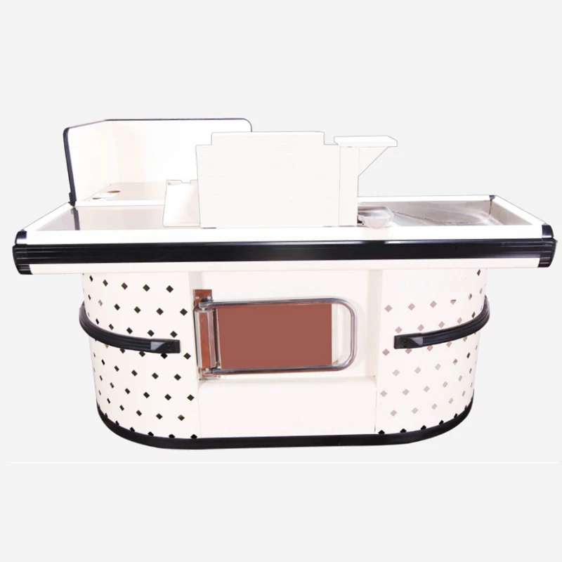 Xinbaihui Stainless Steel Retail Counter Desk Checkout Counter Cashier With Back Hole Grocery Checkout Counter