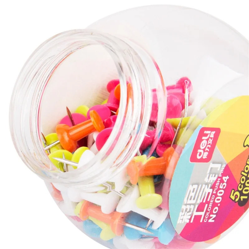 Deli 0054 100 шт. металлические нажимные штифты цветные пластиковые для изготовления кнопок пробковые дома сообщений офиса