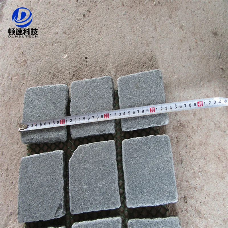 Flamed Anti Slip Grey Granite Cobble 10x10x3 Flat Stones Cube Paving Stone