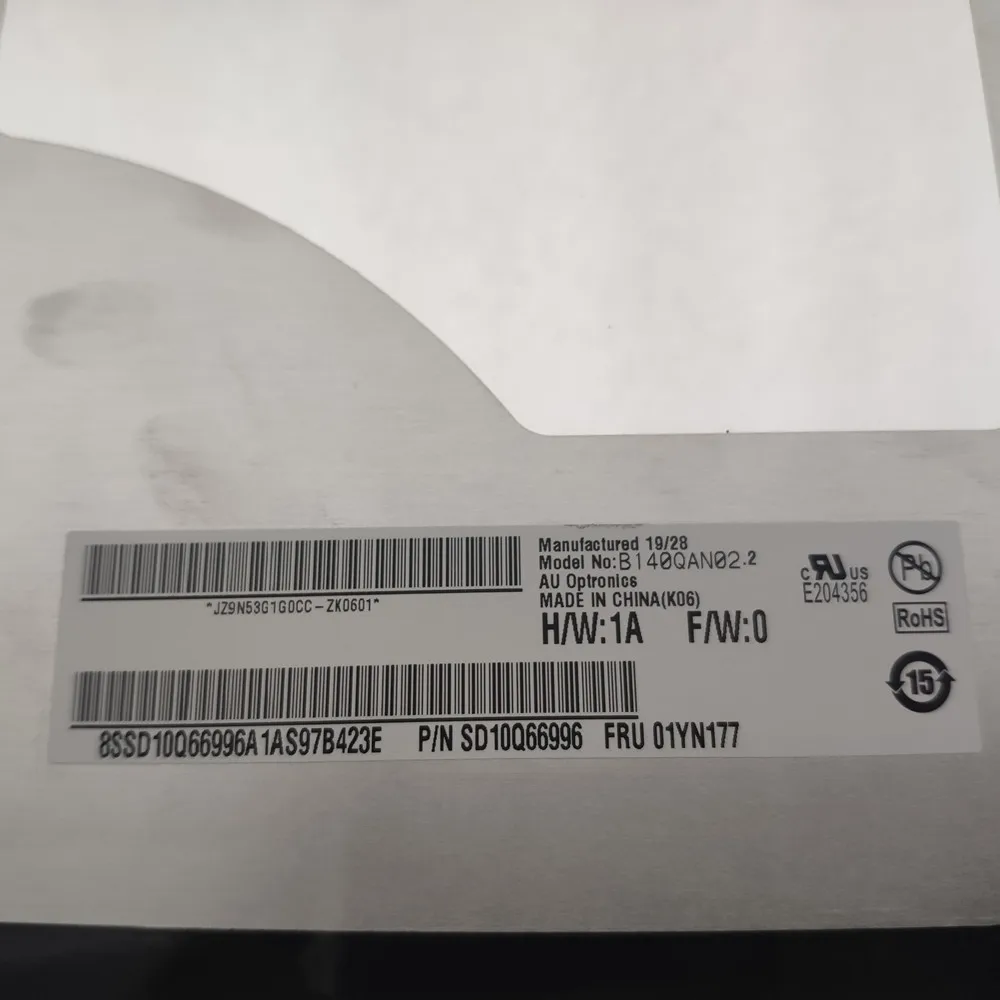 Original 14.0 laptop LCD LED screen 01YN177 B140QAN02.2 Thinkpad x1 yoga touch screen For Lenovo x1 yoga 4th 5th Gen Touchscreen