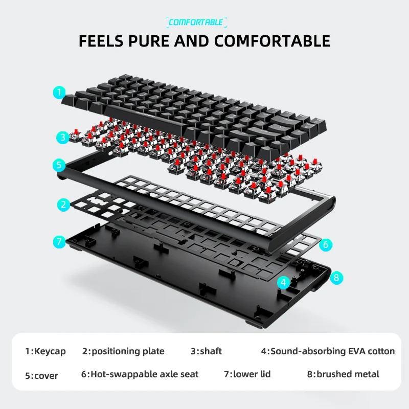 Mechanical Keyboard Gaming Microprocessor Hot Swap Switches Gaming Custom Mechanical Keyboard