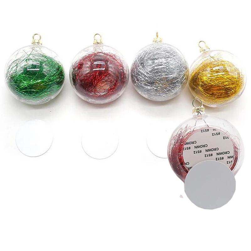 cheap wholesale hanging Ornament 8cm Big Sublimation blank christmas Plastic Ball