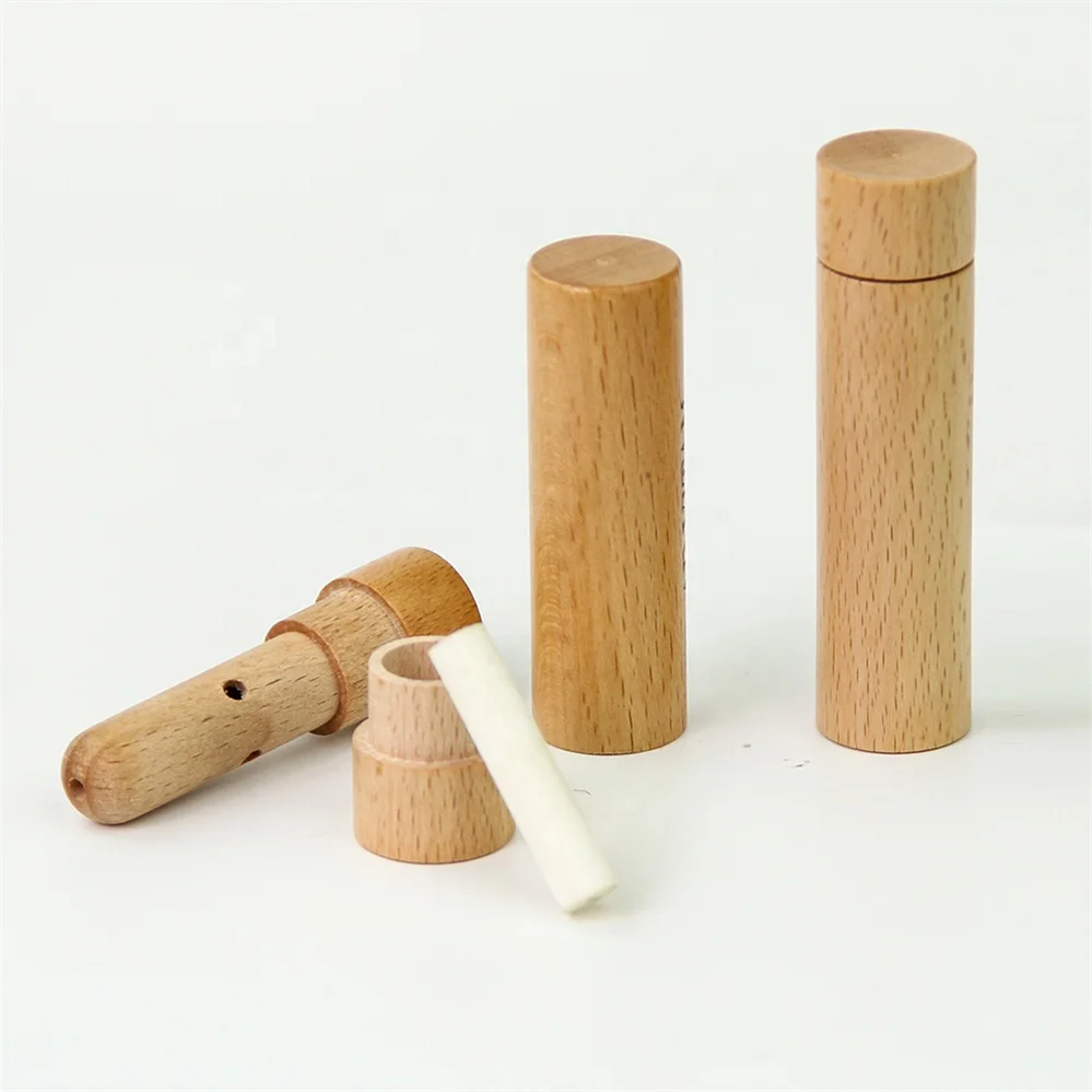 New Arrival material Wood empty essential oil nasal inhale tube bottle with stick