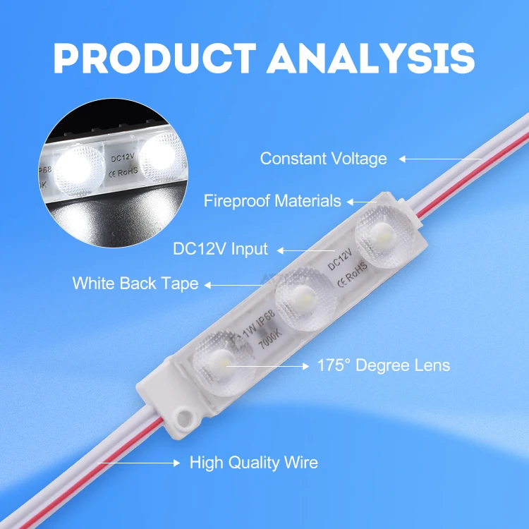 Высокое качество SMD2835 IP68 Светодиодный модуль 175 градусов угол луча DC12V 1 Вт светодиодный световой