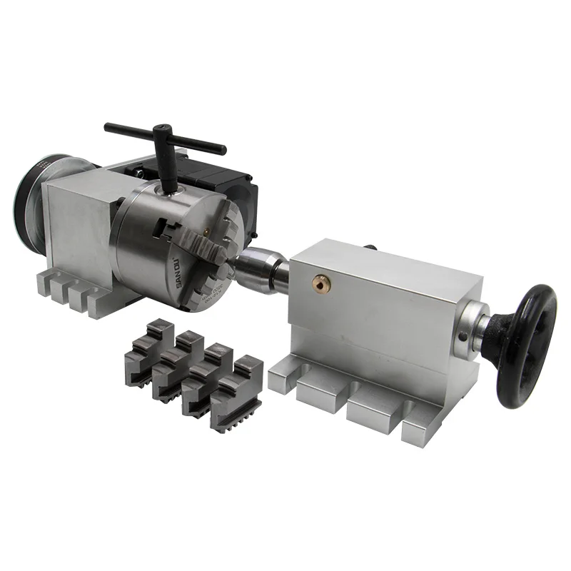 Nema 34 stepper motor (4:1) K11-100mm 3Jaw Chuck 100mm 4th axis A aixs rotary axis + tailstock for router