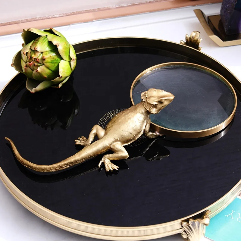 
Custom study magnifying glass lizard with copper furnishing articles 