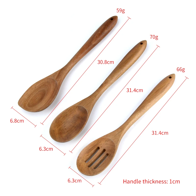 
OEM/Wholesale Acacia Wood 5pcs Kitchen Utensil Set Wooden Accessories Slotted Turner Leaky Spoon Cooking Tool Sets 