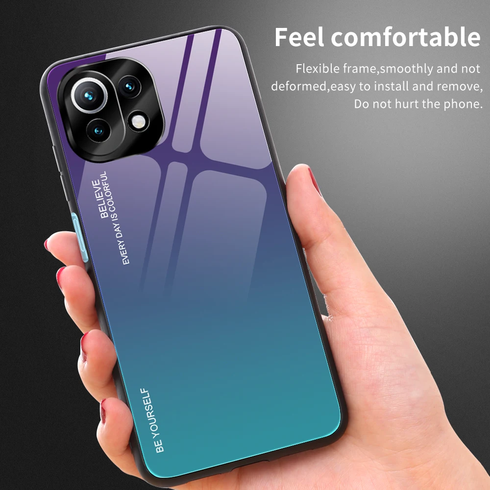 Чехол с градиентным закаленным стеклом для Xiaomi Redmi K40 Pro Мягкий бампер Note 10 чехлы телефонов Xiomi 11