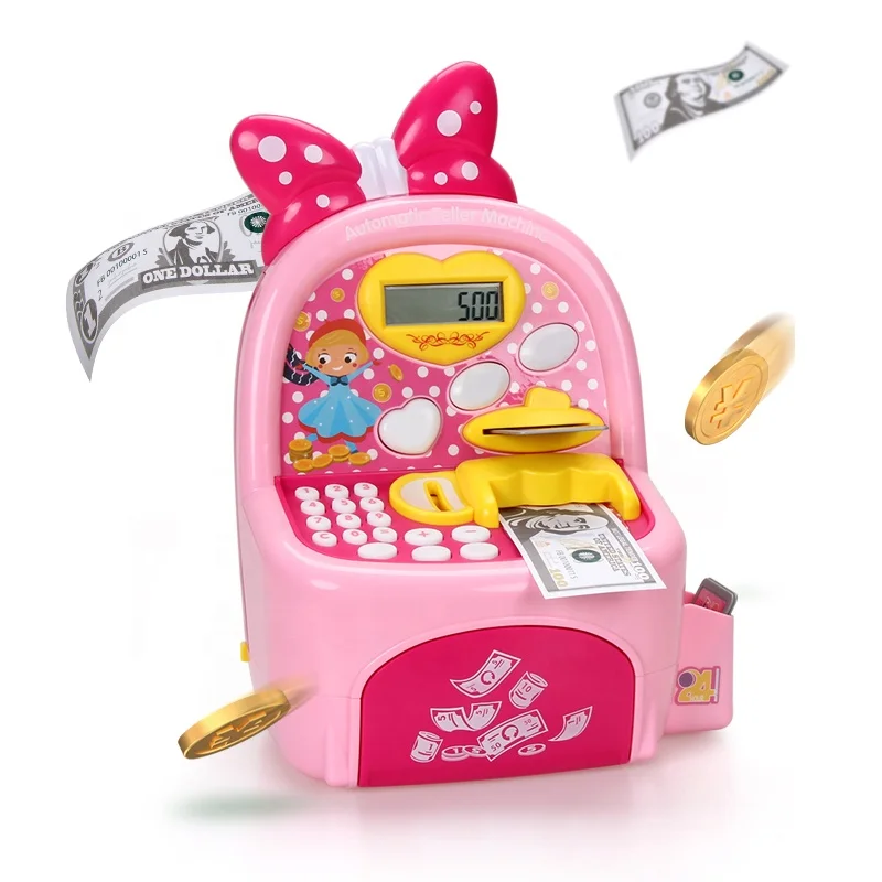 ATM Bank Toys Kids Electronic Cash Register Toy Money Banking ATM Bank Role Pretend Play Kits For Children Girls Gift Toys
